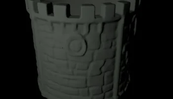 DnD Round Tower QUADS Clear Mesh obj