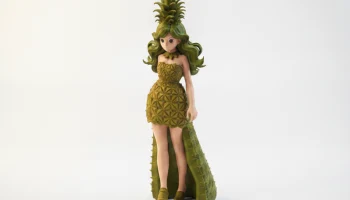 Фэнтезийная фигурка девушки-ананаса, женская, для 3D-печати Фэнтезийная фигурка девушки-ананаса, женская, для 3D-печати
