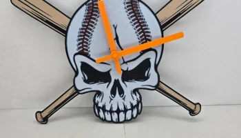 Skull Baseball Clock
