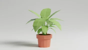 Низкополигональное растение в горшке 3D модель