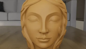 Ваза для цветов Serene Sculpted Leaf Head 3D модель... 1