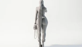 Фигура девушки с длинными косами, женская статуя, 3D-печать 3