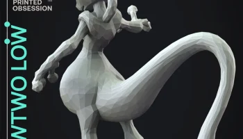 Mewtwo - Low Poly - Покемон - Фан-арт 3