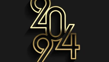 2024 С Новым годом дизайн с золотыми цифрами......