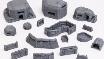 Miniaturisierte Kriegslandschafts-Teile-Миниатюрные части...