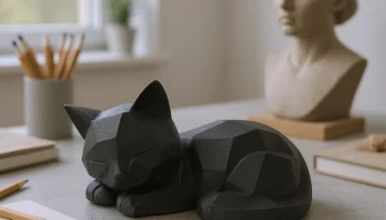 Милый спящий низкополигональный котенок (поддержка беспла... Милый спящий низкополигональный котенок (поддержка беспла...
