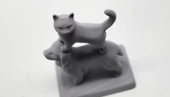 Кот, стоящий на фигурке собаки 4