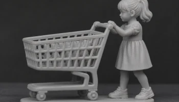 Miniaturszene mit Einkaufswagen - Миниатюрная сцена с тел...