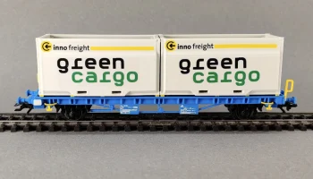 Вагон-контейнер, Green Cargo Lgns 081, в масштабе H0 (1:87) 1