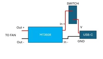 Преобразователь напряжения USB-c в 12 В для 120-мм вентилято 2