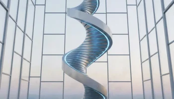 Спиральная абстрактная статуя 03 - DNA Futura Design......