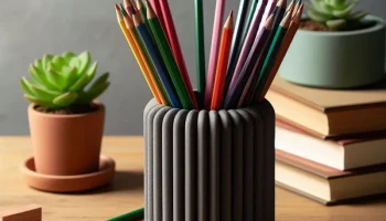 Держатель для карандашей с современным ребристым дизайном...