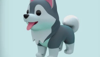 Baby Dog Husky Clay персонаж каваи 3D модель......... 4