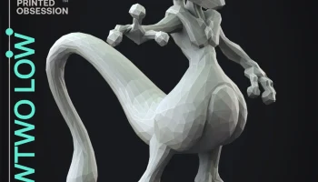 Mewtwo - Low Poly - Покемон - Фан-арт 1