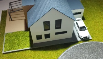 Modernes Einfamilienhaus im Ma&szlig;stab H0/1:87