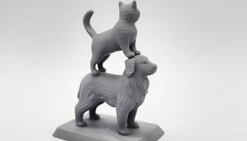 Кот, стоящий на фигурке собаки 3