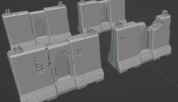 Высокие бетонные барьеры Grimdark Terrain для варгеймов, ...