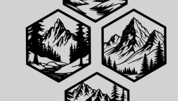 Настенные рисунки с шестиугольными горами - v2... 2
