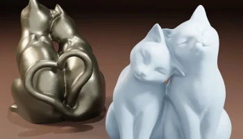 Гладкие и низкополигональные кошки с "хвостами-сердечками...