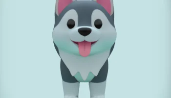 Baby Dog Husky Clay персонаж каваи 3D модель......... 3