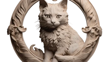 Рельефная Камея Кошка (Живопись Нитями)... 3