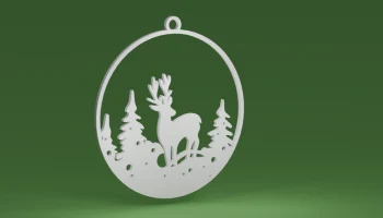 Рождественский олень и ёлки  (елочное украшение)