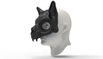 Маска черепа кошки для 3D-печати для косплея и Хэллоуина... 3