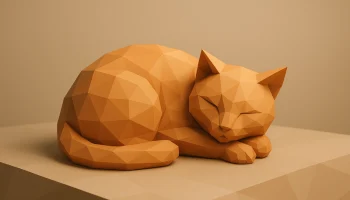 Спящий низкополигональный кот