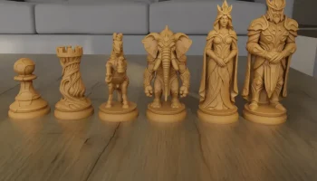 Органические шахматы STL Художественный дизайн для 3D-печ...