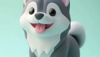 Baby Dog Husky Clay персонаж каваи 3D модель.........