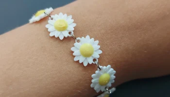 Цветочные украшения: Ромашка - Комплект из сережек, браслета 2