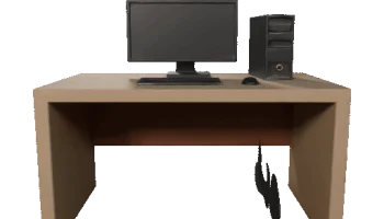 Низкополигональный стол с компьютерной 3D моделью......