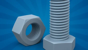 Винт и гайка M6 &times; 1 мм (3D-печать, метрическая резьба ISO...