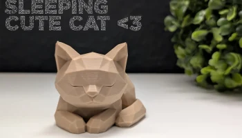 Низкополигональная спящая кошка Низкополигональная спящая кошка