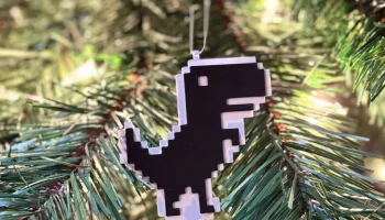 Оффлайн T-Rex (игра Google Dinosaur) - рождественское укр...