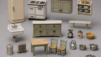 Miniaturisierte Vintage-K&uuml;cheneinrichtung - Миниатюрная в...
