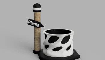 Дизайн горшочка с цветами и колонкой и панно "Plante"......