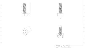 Винт и гайка M6 &times; 1 мм (3D-печать, метрическая резьба ISO... 3