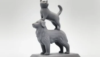 Кот, стоящий на фигурке собаки 5
