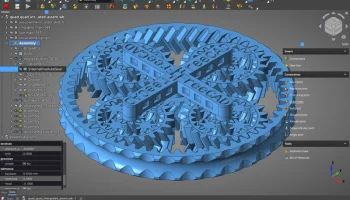 Планетарный механизм Quad Quad, созданный в FreeCAD с исп...