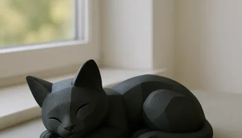 Спящий низкополигональный кот