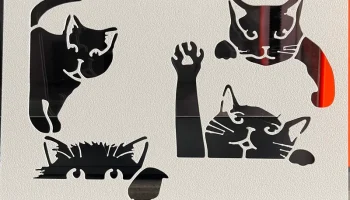 7 кошек - Шаблон Трафарет для рисования и росписи........