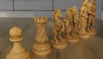 Органические шахматы STL Художественный дизайн для 3D-печ... 3