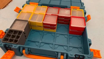 Вставки Gridfinity 1 x 1 x 2 и 1 x 1 x 3 с крышкой, разделенные несколькими способами 1