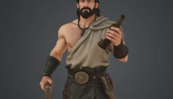 Rugged Tavern Brawler - средневековый преступник с бутылк..
