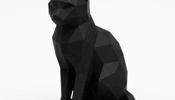 Сидящий низкополигональный кот
